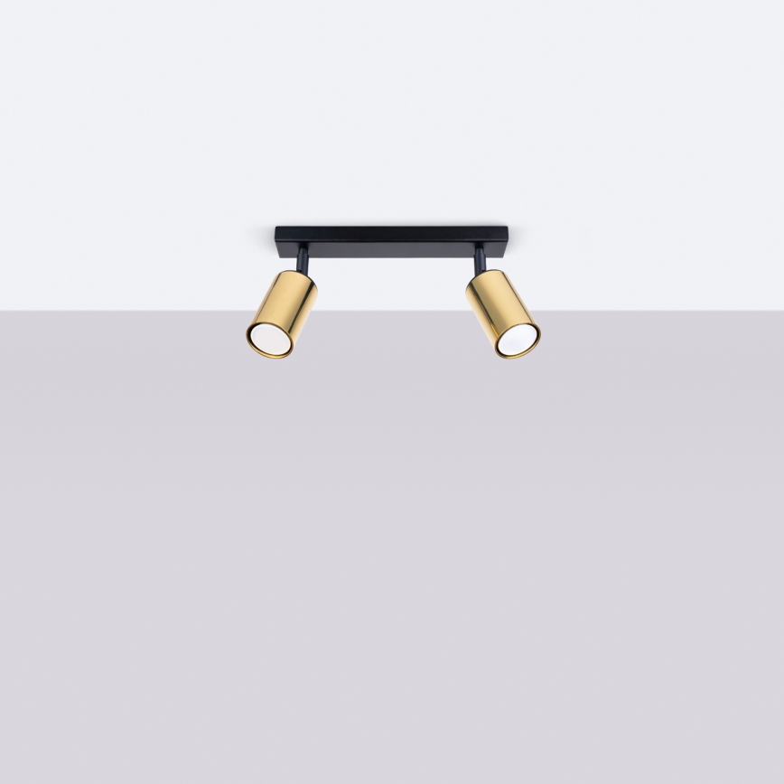 Foco WINX 2xGU10/10W/230V preto/dourado