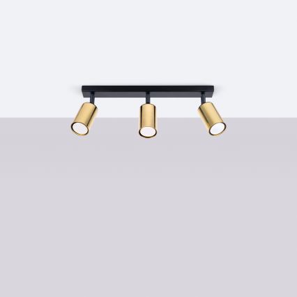 Foco WINX 3xGU10/10W/230V preto/dourado