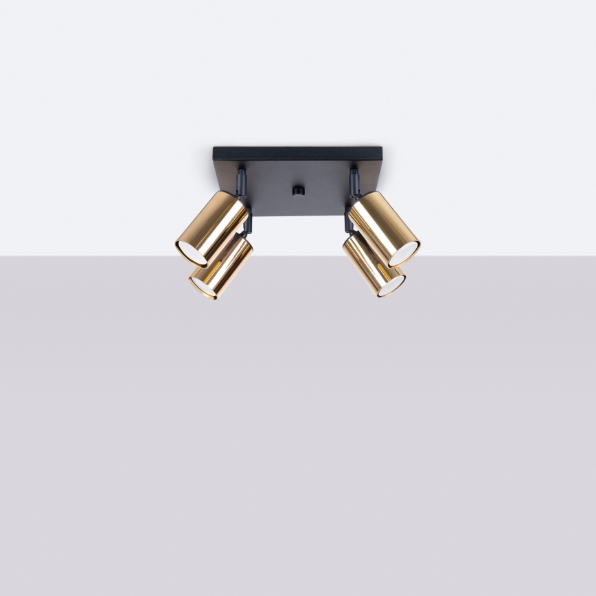 Foco WINX 4xGU10/10W/230V preto/dourado