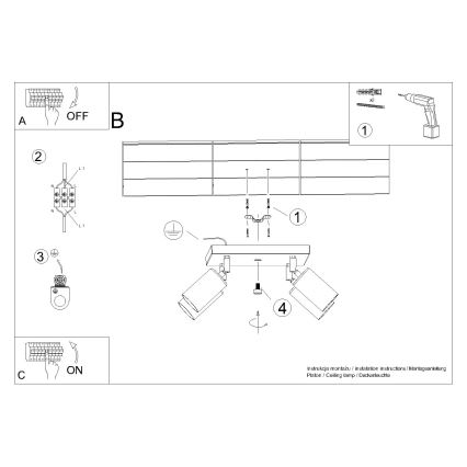Foco WINX 4xGU10/10W/230V preto/dourado