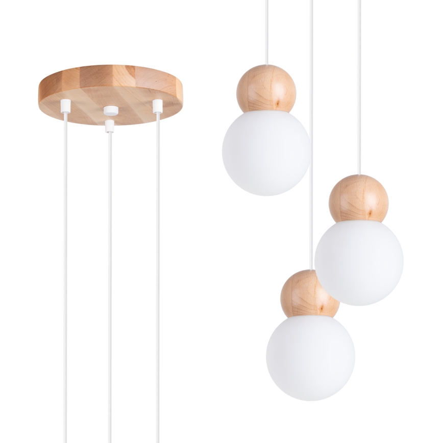 Candeeiro suspenso PEKKA 3xG9/8W/230V branco