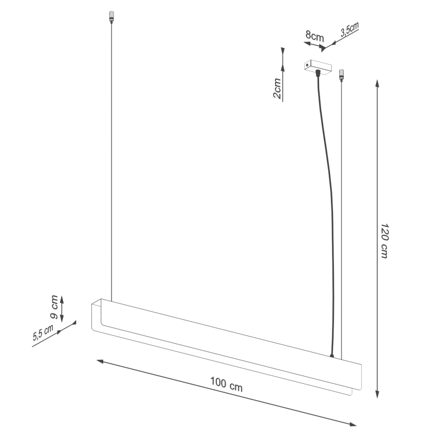 Candeeiro suspenso LED SPARK 1xG13/8,5W/230V preto