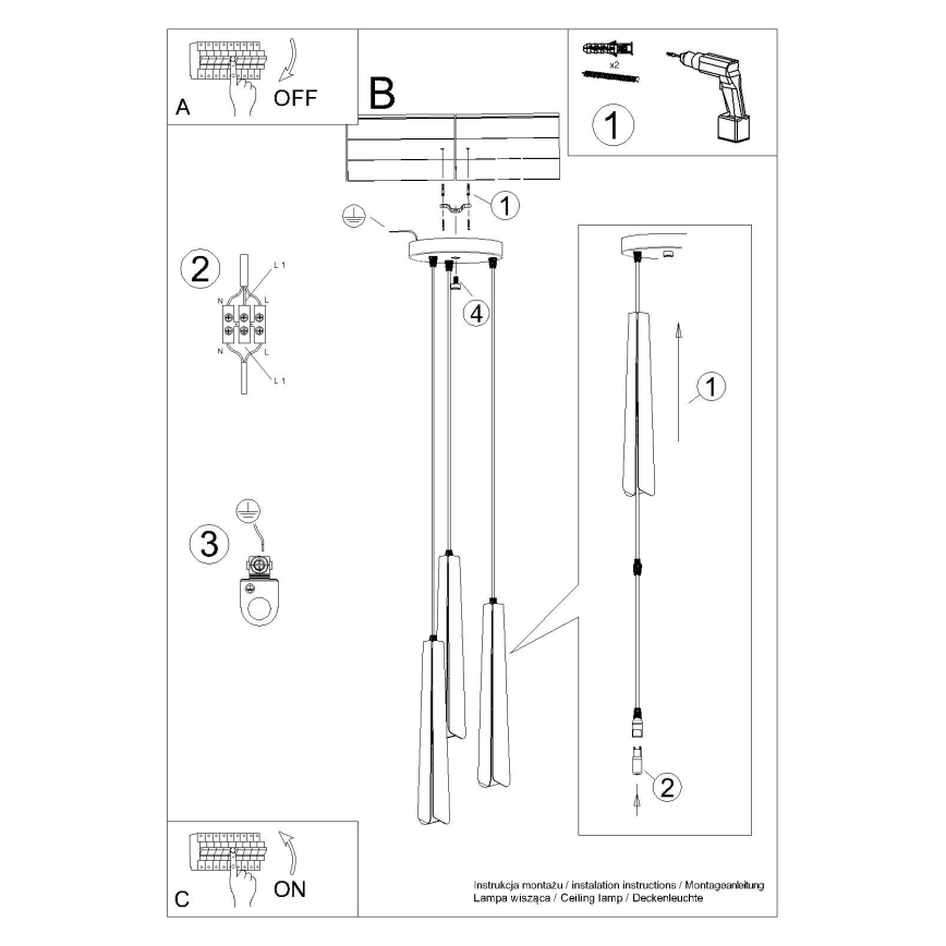 Candeeiro suspenso PRYSM 3xG9/8W/230V branco