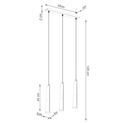 Candeeiro suspenso PRYSM 3xG9/8W/230V branco