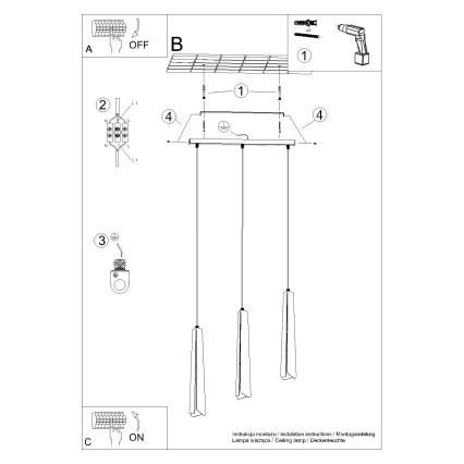Candeeiro suspenso PRYSM 3xG9/8W/230V branco