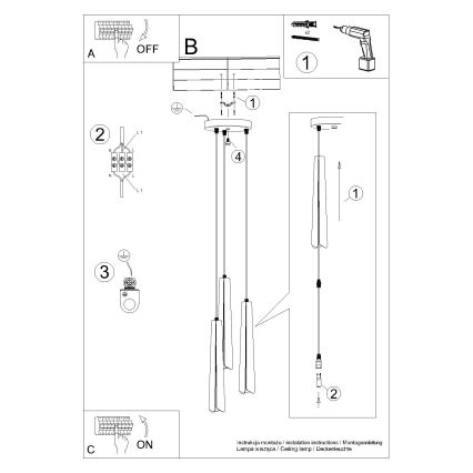 Candeeiro suspenso PRYSM 3xG9/8W/230V preto