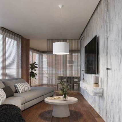 Candeeiro suspenso NOVA 1xE27/15W/230V diâmetro 40 cm branco