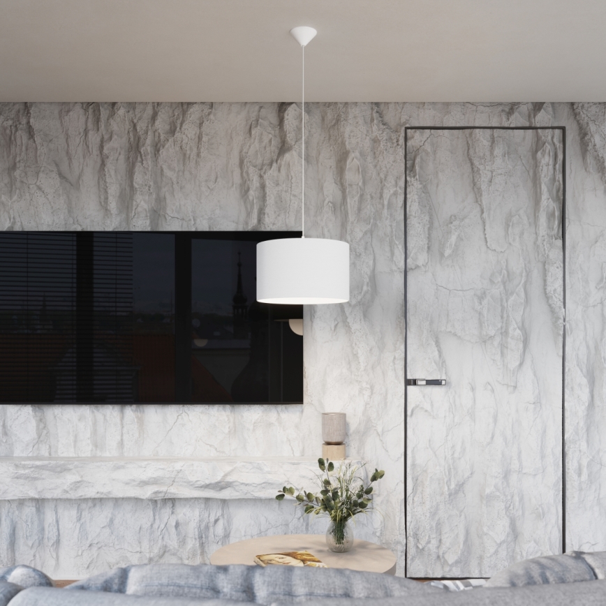 Candeeiro suspenso NOVA 1xE27/15W/230V diâmetro 40 cm branco