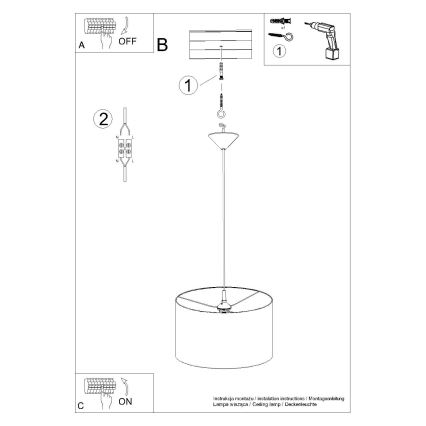Candeeiro suspenso NOVA 1xE27/15W/230V diâmetro 40 cm branco