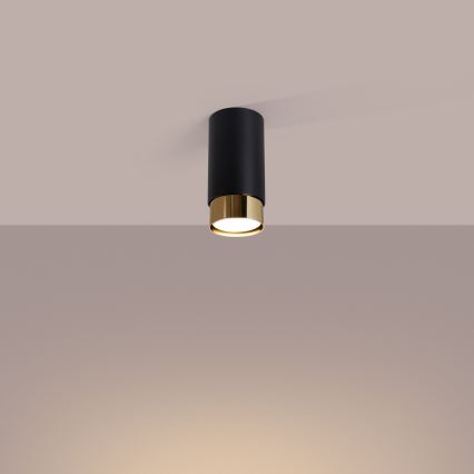 Foco NERO 1xGU10/10W/230V 12,5 cm preto/dourado