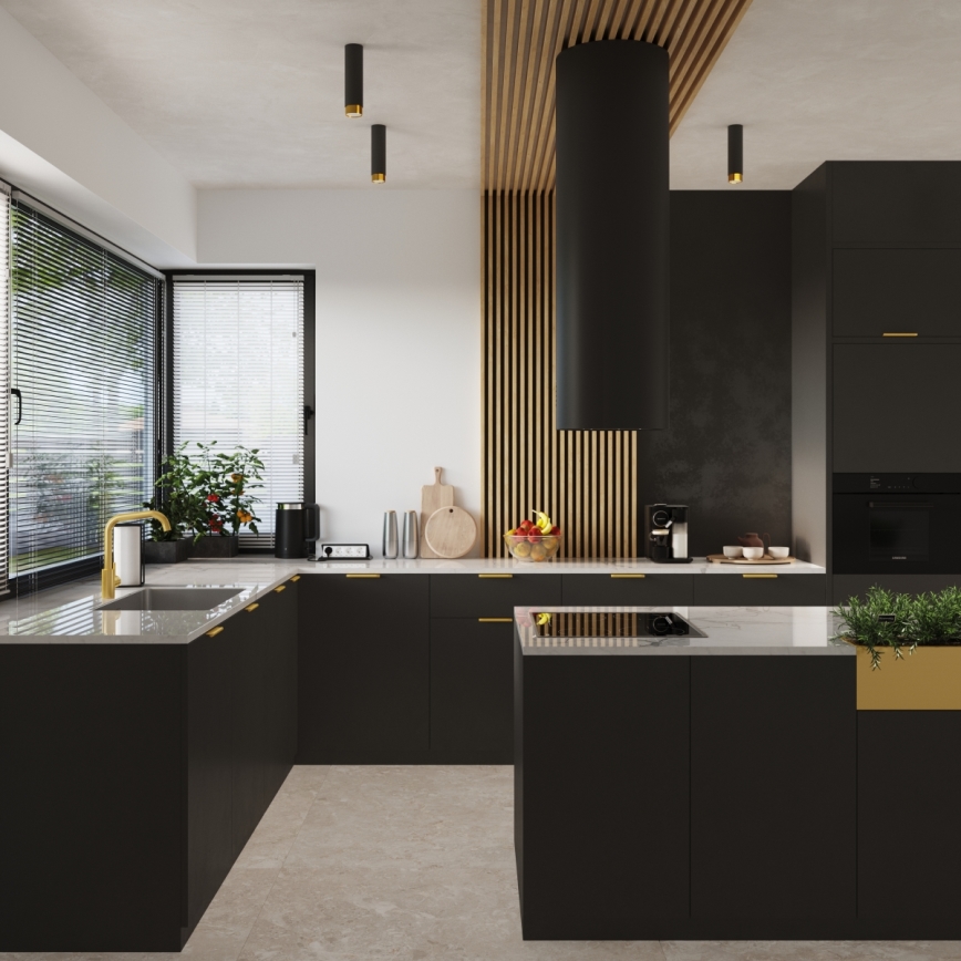 Foco NERO 1xGU10/10W/230V 12,5 cm preto/dourado