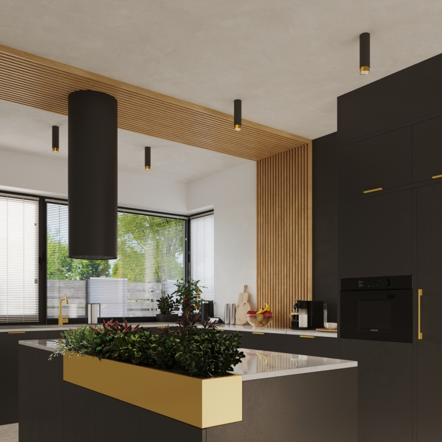 Foco NERO 1xGU10/10W/230V 12,5 cm preto/dourado