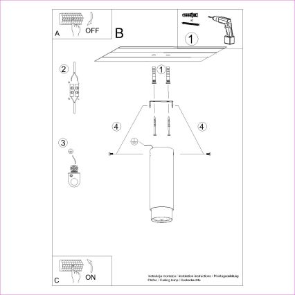 Foco NERO 1xGU10/10W/230V 22,5 cm preto/dourado