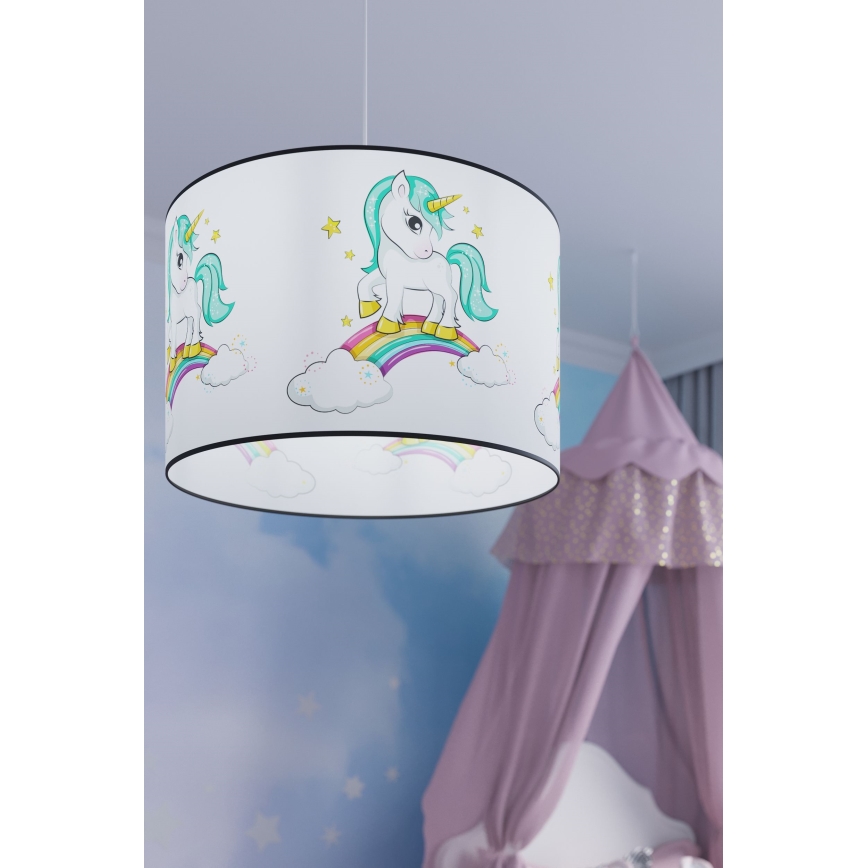 Candeeiro suspenso de criança UNICORN 1xE27/15W/230V diâmetro 30 cm unicórnio