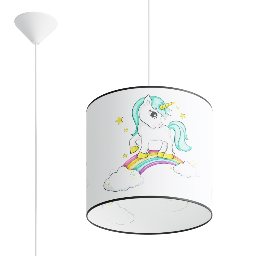 Candeeiro suspenso de criança UNICORN 1xE27/15W/230V diâmetro 30 cm unicórnio