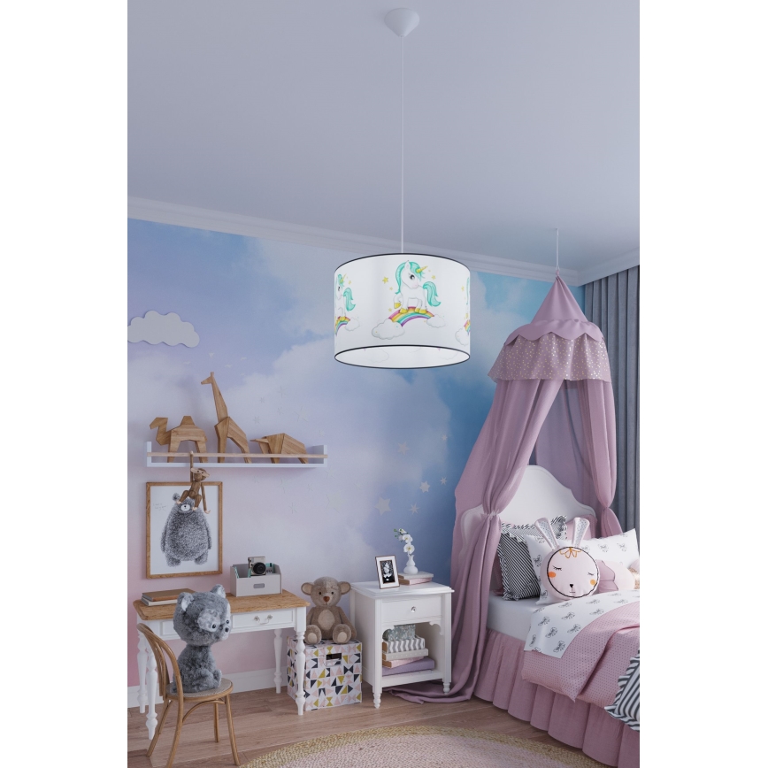 Candeeiro suspenso de criança UNICORN 1xE27/15W/230V diâmetro 40 cm unicórnio