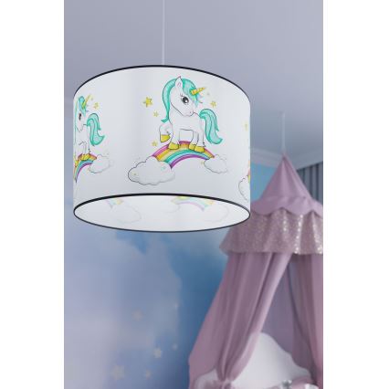 Candeeiro suspenso de criança UNICORN 1xE27/15W/230V diâmetro 40 cm unicórnio