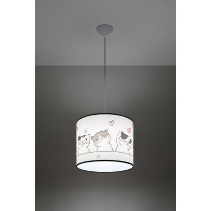Candeeiro suspenso de criança CAT 1xE27/15W/230V diâmetro 30 cm gato