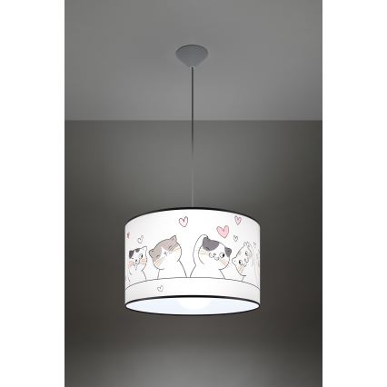 Candeeiro suspenso de criança CAT 1xE27/15W/230V diâmetro 40 cm gato