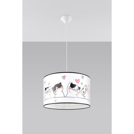 Candeeiro suspenso de criança CAT 1xE27/15W/230V diâmetro 40 cm gato
