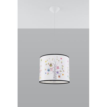 Candeeiro suspenso de criança OWLS 1xE27/15W/230V diâmetro 30 cm owls