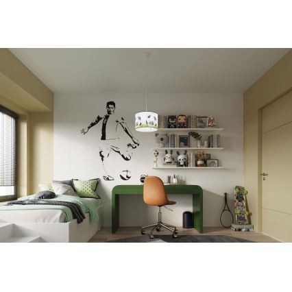 Candeeiro suspenso de criança FOOTBALL 1xE27/15W/230V diâmetro 30 cm futebol