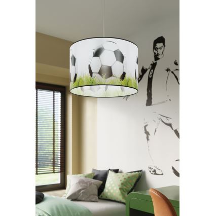 Candeeiro suspenso de criança FOOTBALL 1xE27/15W/230V diâmetro 40 cm futebol