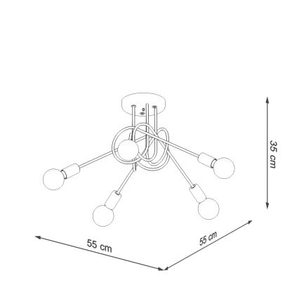 Candeeiro integrado LOOP 5xE27/15W/230V preto