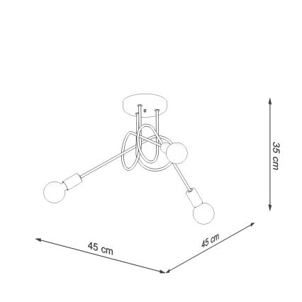 Candeeiro integrado LOOP 3xE27/15W/230V dourado