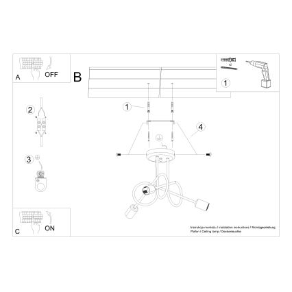 Candeeiro integrado LOOP 3xE27/15W/230V dourado