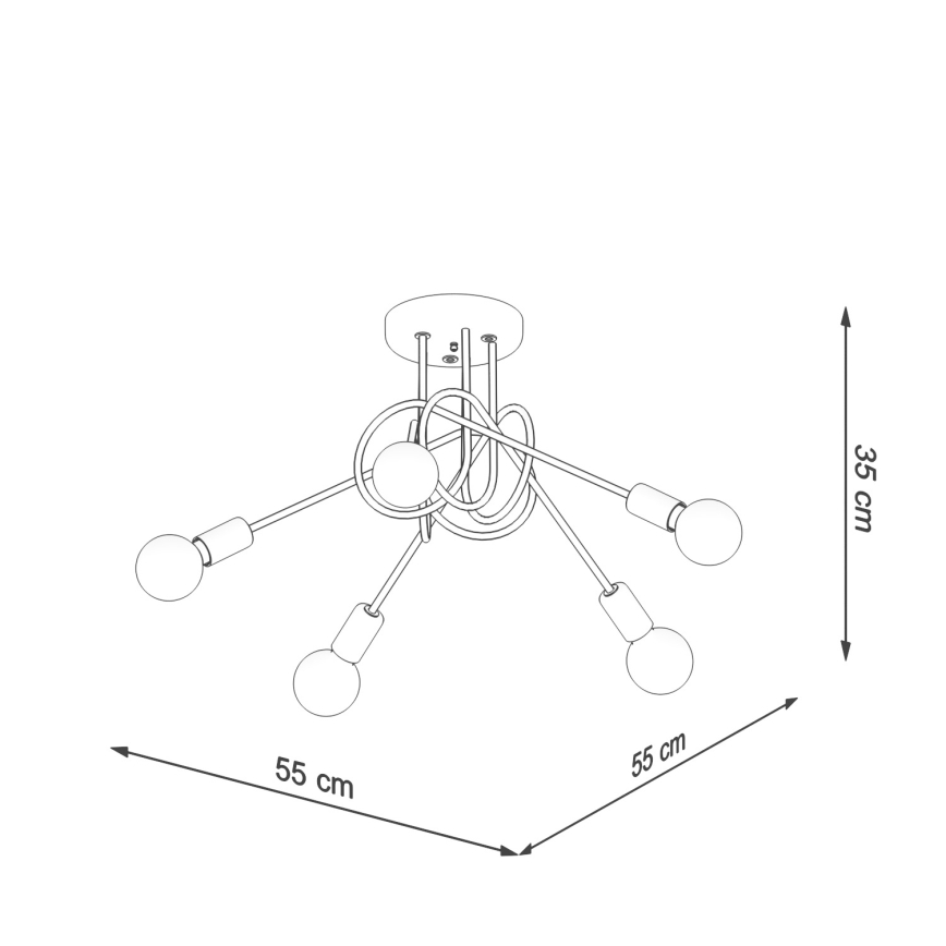 Candeeiro integrado LOOP 5xE27/15W/230V cromado brilhante