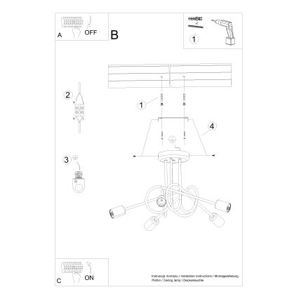 Candeeiro integrado LOOP 5xE27/15W/230V cromado brilhante
