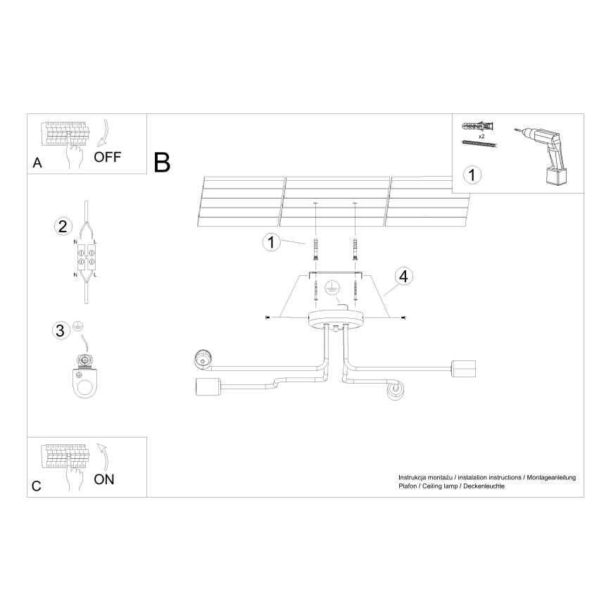 Candeeiro integrado VECTOR 4xE27/15W/230V preto