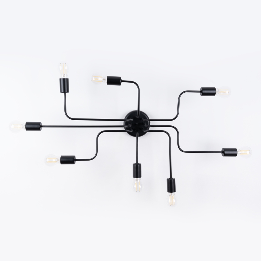 Candeeiro integrado VECTOR 8xE27/15W/230V preto