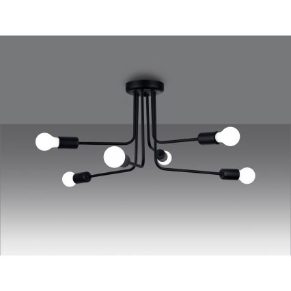 Candeeiro suspenso NORAH 6xE27/15W/230V preto