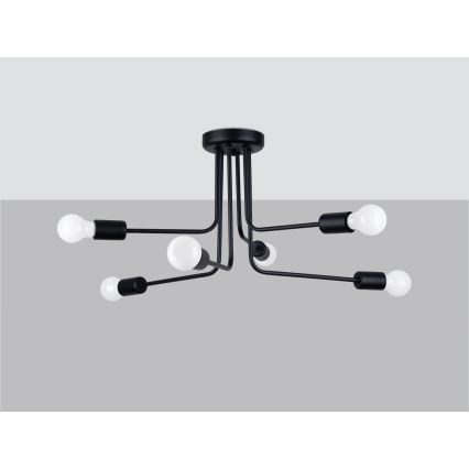 Candeeiro suspenso NORAH 6xE27/15W/230V preto