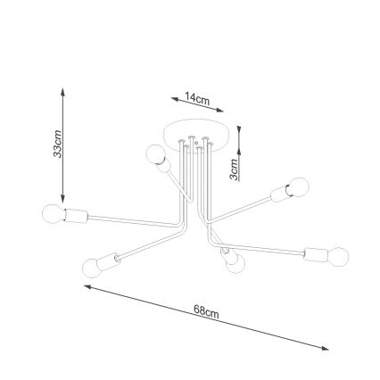 Candeeiro suspenso NORAH 6xE27/15W/230V preto