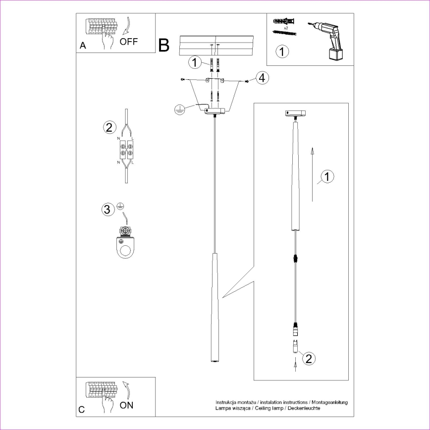 Candeeiro suspenso BLISS 1xG9/8W/230V preto