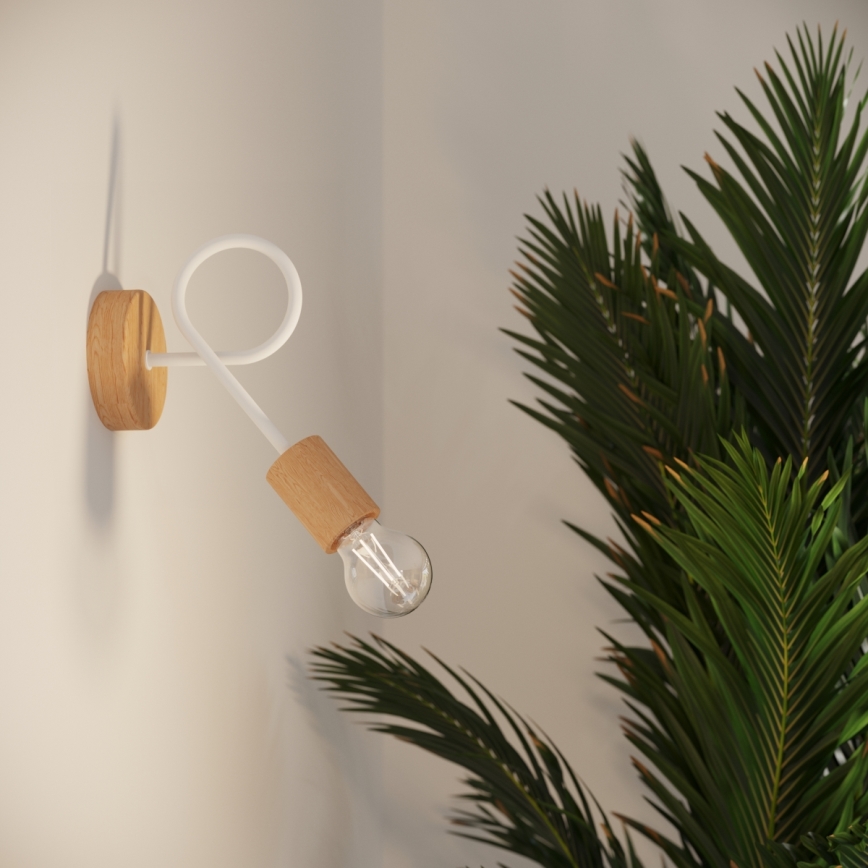 Candeeiro de parede EMBER 1xE27/15W/230V branco/bege/faia