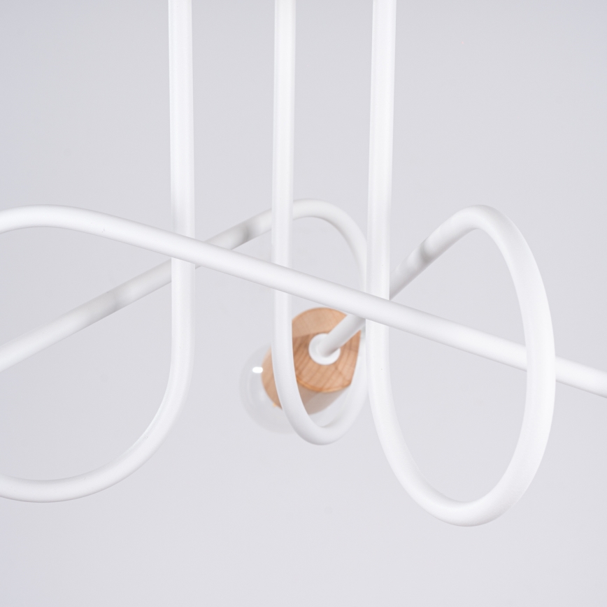 Candeeiro integrado EMBER 3xE27/15W/230V branco/bege/faia