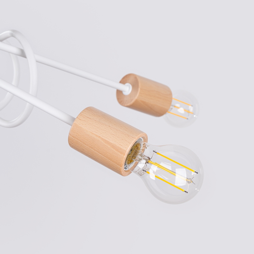 Candeeiro integrado EMBER 5xE27/15W/230V branco/bege/faia