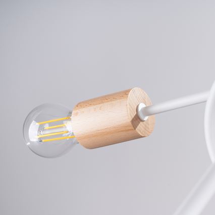 Candeeiro integrado EMBER 5xE27/15W/230V branco/bege/faia