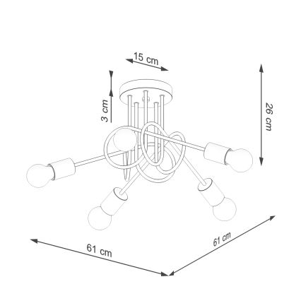 Candeeiro integrado EMBER 5xE27/15W/230V branco/bege/faia