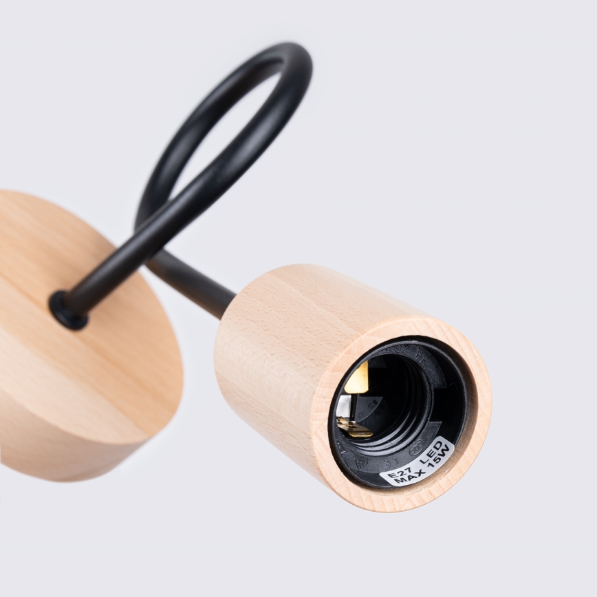 Candeeiro de parede EMBER 1xE27/15W/230V preto/bege/faia