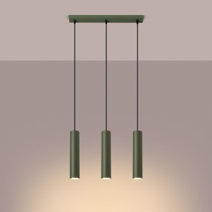 Candeeiro suspenso LAGOS 3xGU10/10W/230V verde