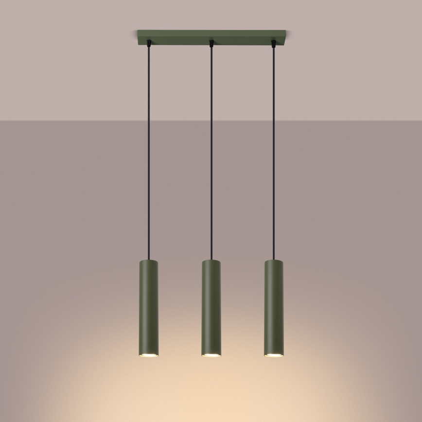 Candeeiro suspenso LAGOS 3xGU10/10W/230V verde