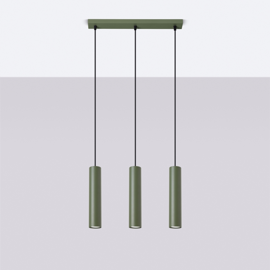 Candeeiro suspenso LAGOS 3xGU10/10W/230V verde