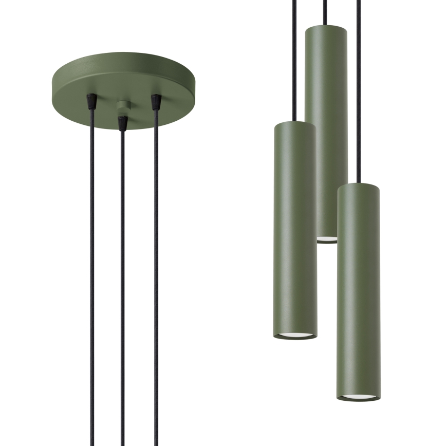 Candeeiro suspenso LAGOS 3xGU10/10W/230V verde