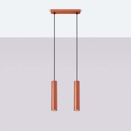 Candeeiro suspenso LAGOS 2xGU10/10W/230V vermelho