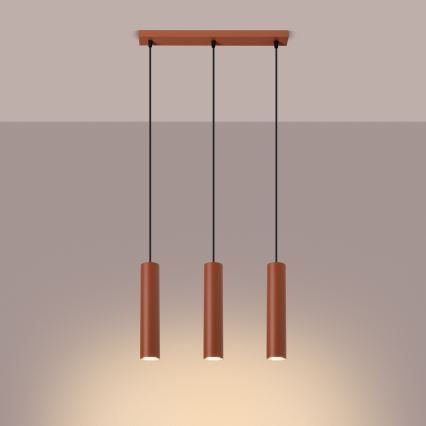 Candeeiro suspenso LAGOS 3xGU10/10W/230V vermelho